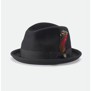 Brixton Gain Black Wool Felt Unisex Fedora Hat